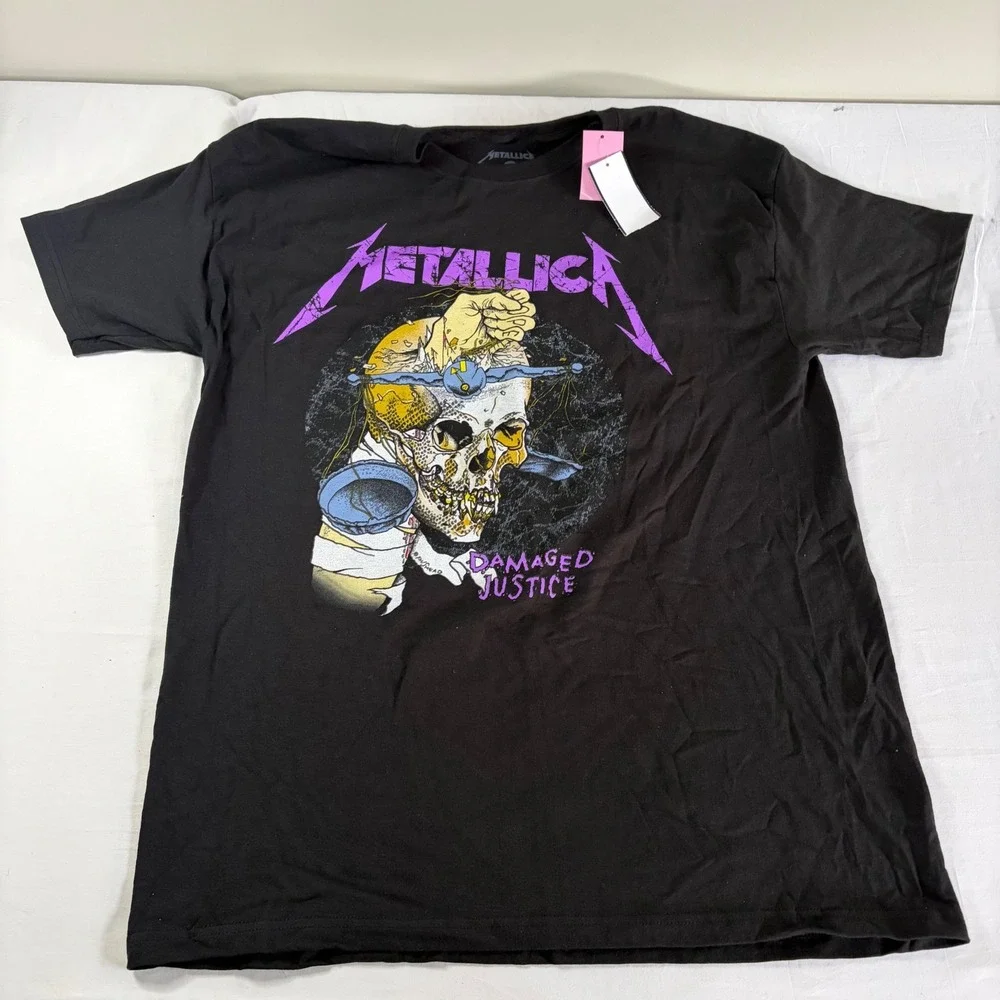 Metallica Damaged‎ Justice Graphic T-Shirt Black Pushead Skull Band Tee SM/MD